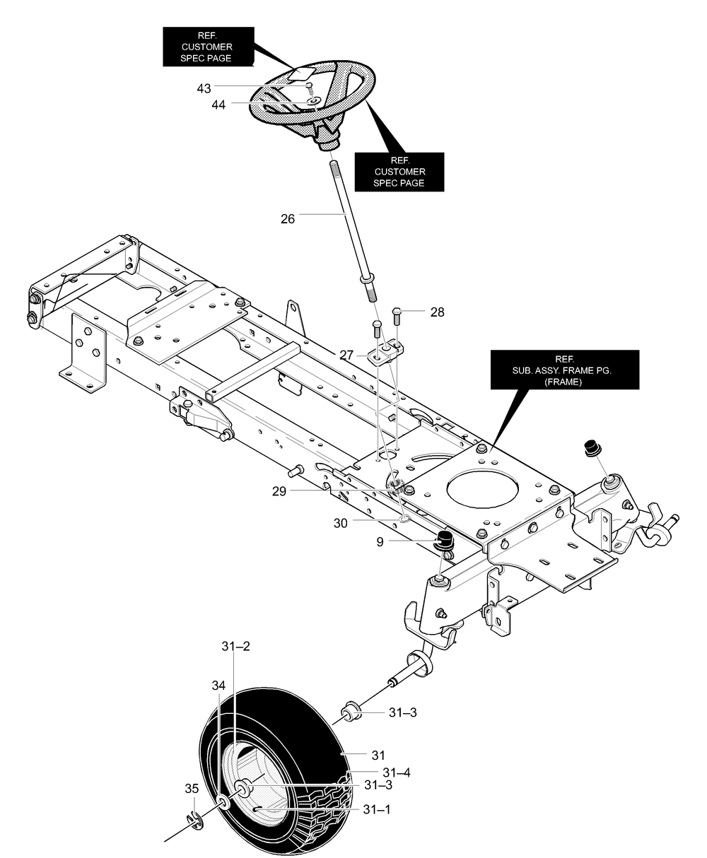 Steering Diagram and Parts List for 40319X98C 2001 Briggs and Stratton Lawn Tractor
